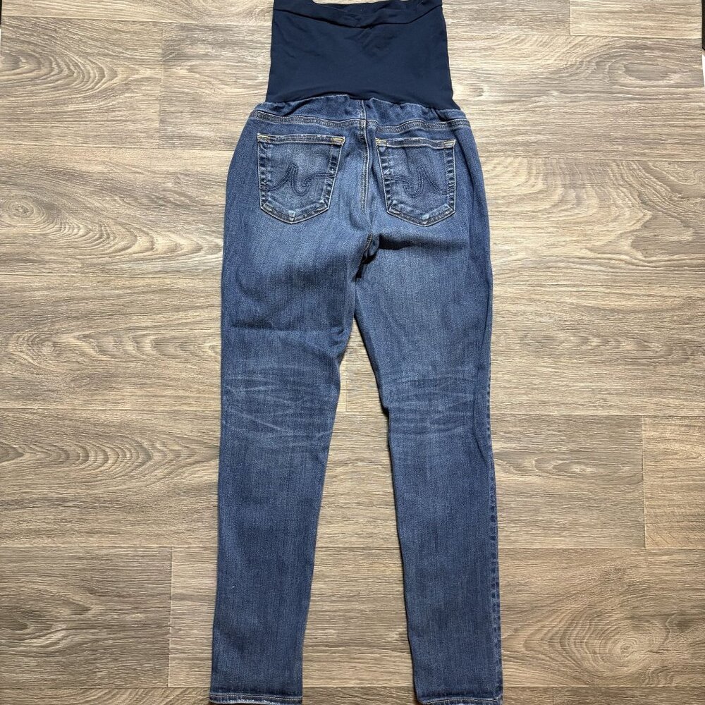 AG Adriano Goldschmied Maternity Skinny Jeans 29 Dark Wash Distressed Full Panel - Picture 2 of 10